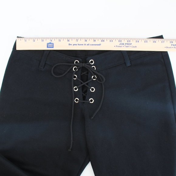 Lip Service Black Lace-Up Corset Pants SZ L Gothic Punk Low Rise Cotton Y2K Alt - Picture 4 of 15
